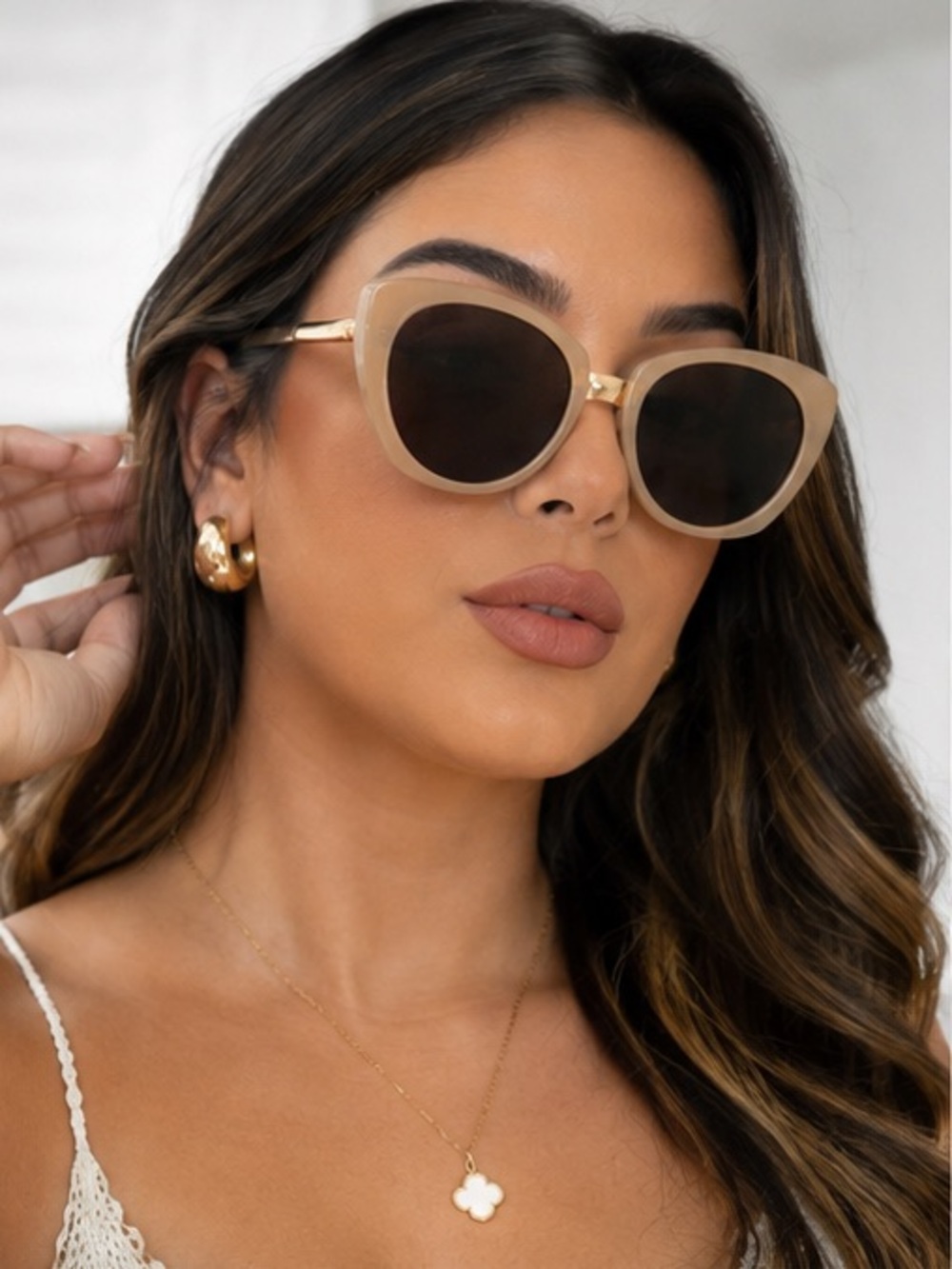 Chic Beige Cat-Eye Sunglasses